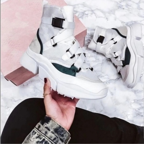 Cape Robbin Shoes - Cape Robbin White Sneakers with hint of Green